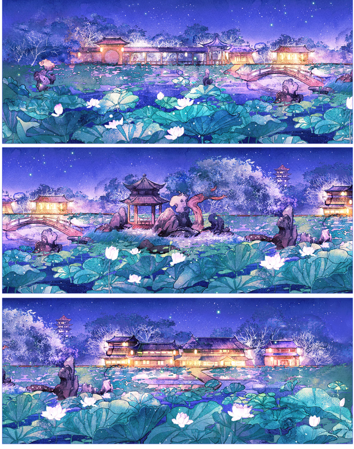 5 Meter Roll Beautiful Chinese Ancient Moonlight Over The Lotus Pond Washi Tape